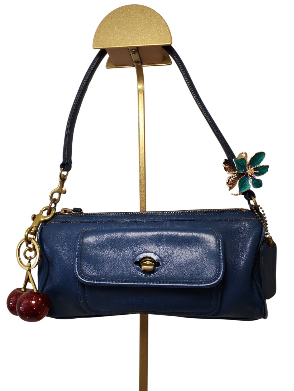 Coach Y2k Penelope Demi Baguette Handbag Front Pouch Turn-Lock Closure Blue